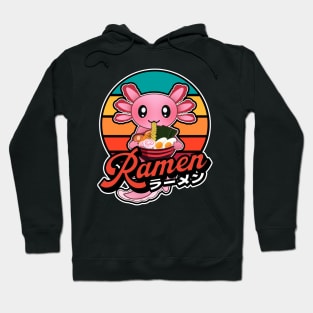 Cute Axolotl Eating Ramen Kawaii Retro Vintage 90s Vibes Hoodie